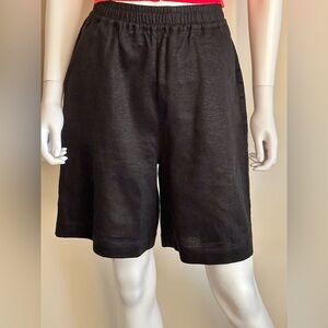 NWT Massimo Dutti Size M Black Linen Shorts